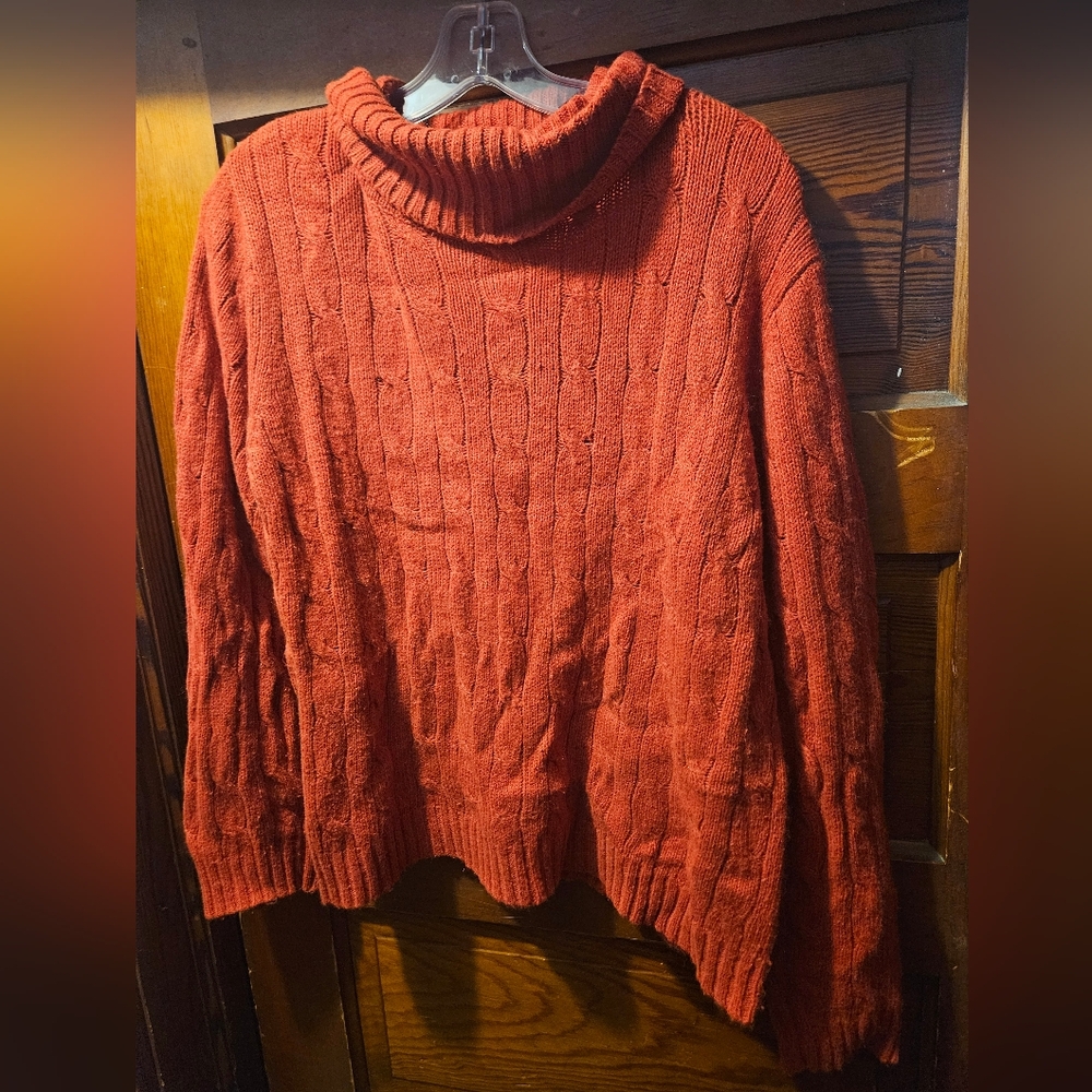 Evan Picone Rust Cowl Neck Sweater Ramie/Acrylic/Nylon/Angora Rabbit Hair Blend
